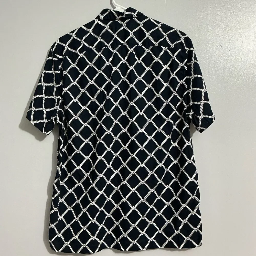 J CREW Short-sleeve slub cotton camp-collar nautical shirt size M
